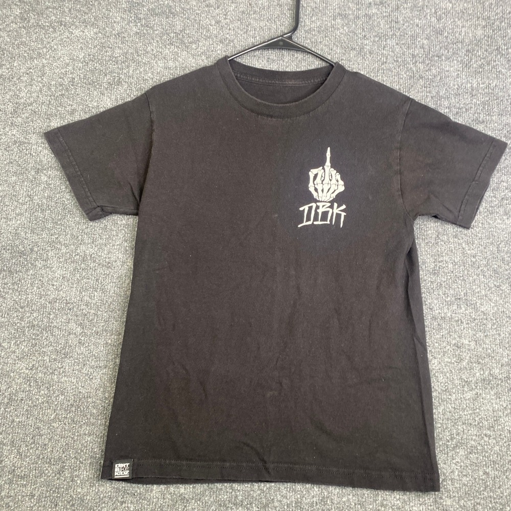 Dirt Bike Kidz DBK Skeleton Middle Finger Graphic T-Shirt Black Mens Small